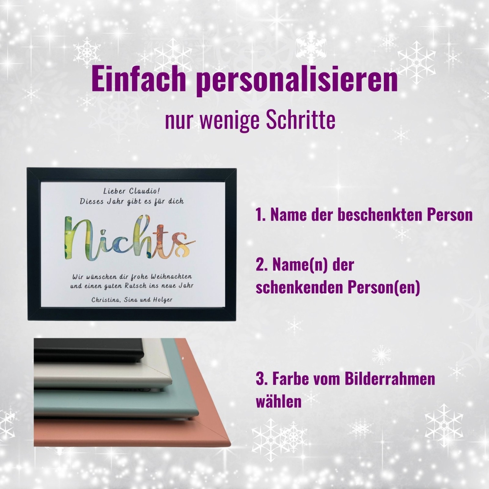 personalisiertes Geldgeschenk Weihnachten, weihnachtliche Geldgeschenkverpackung, lustiges Geschenk,