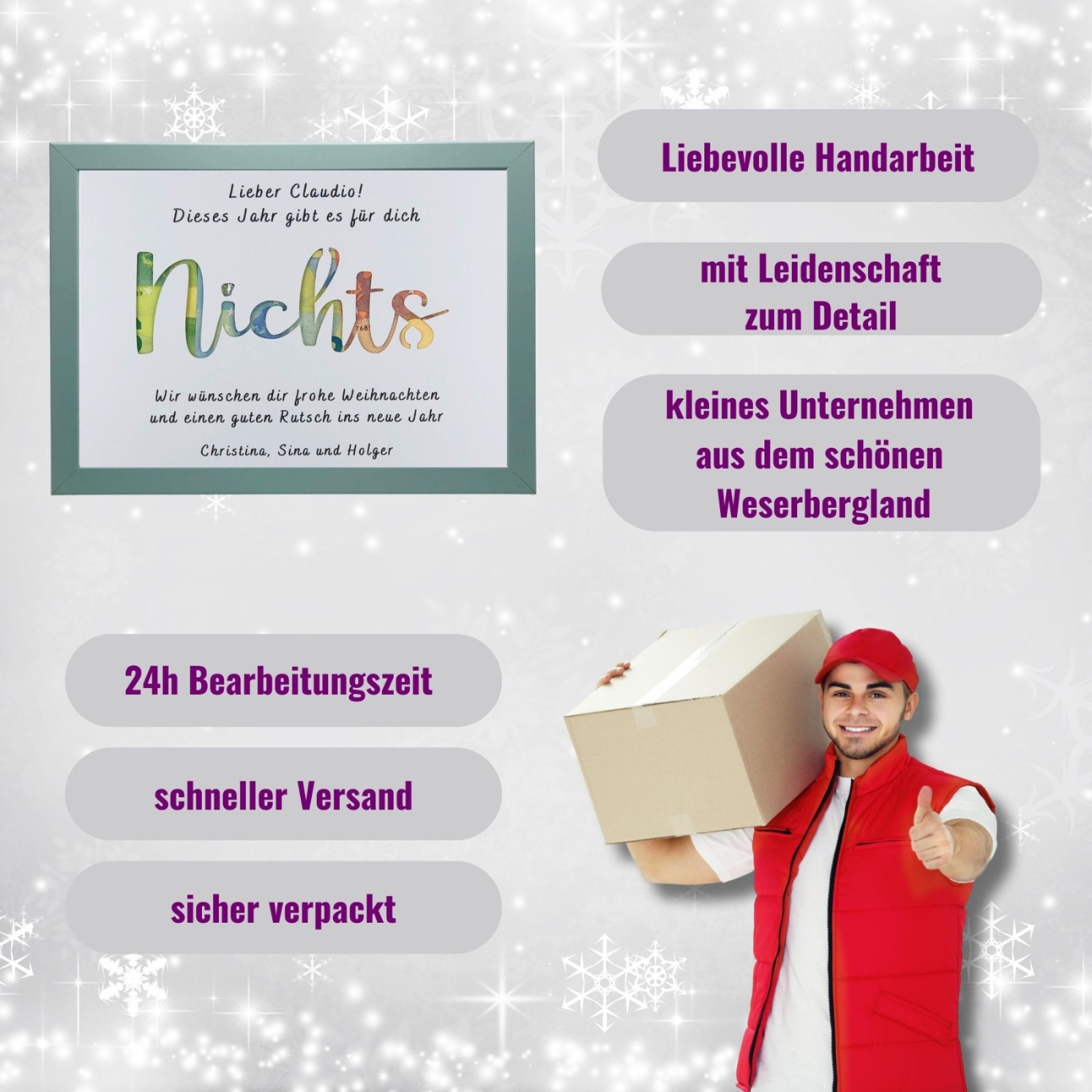 personalisiertes Geldgeschenk Weihnachten, weihnachtliche Geldgeschenkverpackung, lustiges Geschenk,