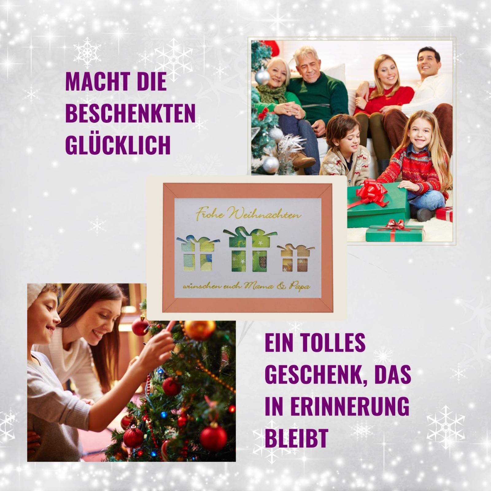 Geldgeschenk Weihnachten personalisiert, kreatives Weihnachtsgeschenk, weihnachtliches