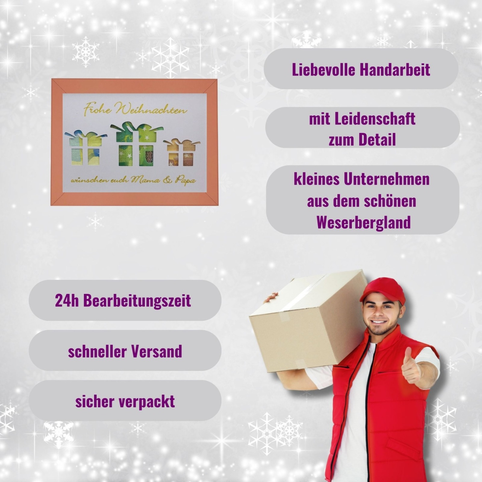 Geldgeschenk Weihnachten personalisiert, kreatives Weihnachtsgeschenk, weihnachtliches