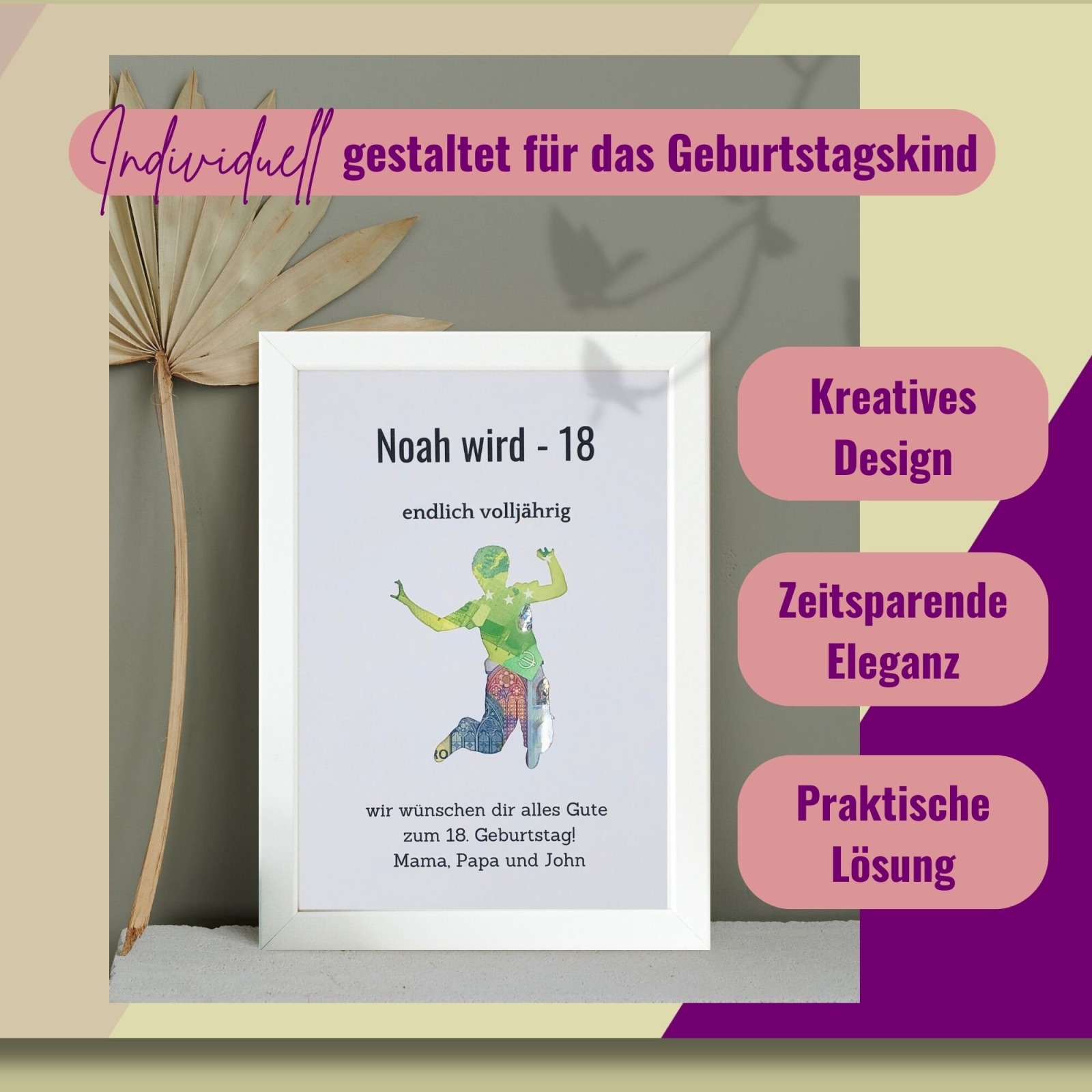 Geldgeschenk 18. Geburtstag, Geschenkverpackung, Geschenke zur Volljährigkeit, Gutschein zum 18.