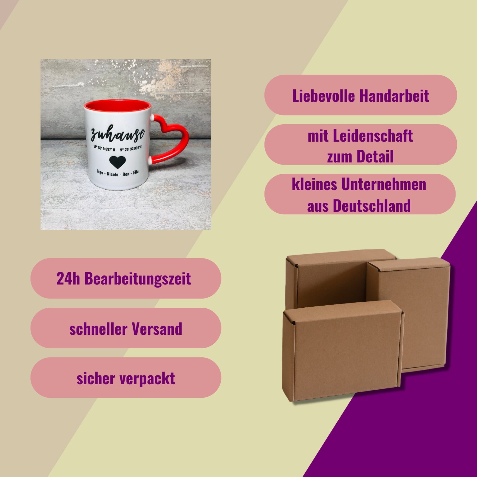 Tasse mit Koordinaten, Geschenk Valentinstag, romantische Geschenke, personalisiert, Geschenk für