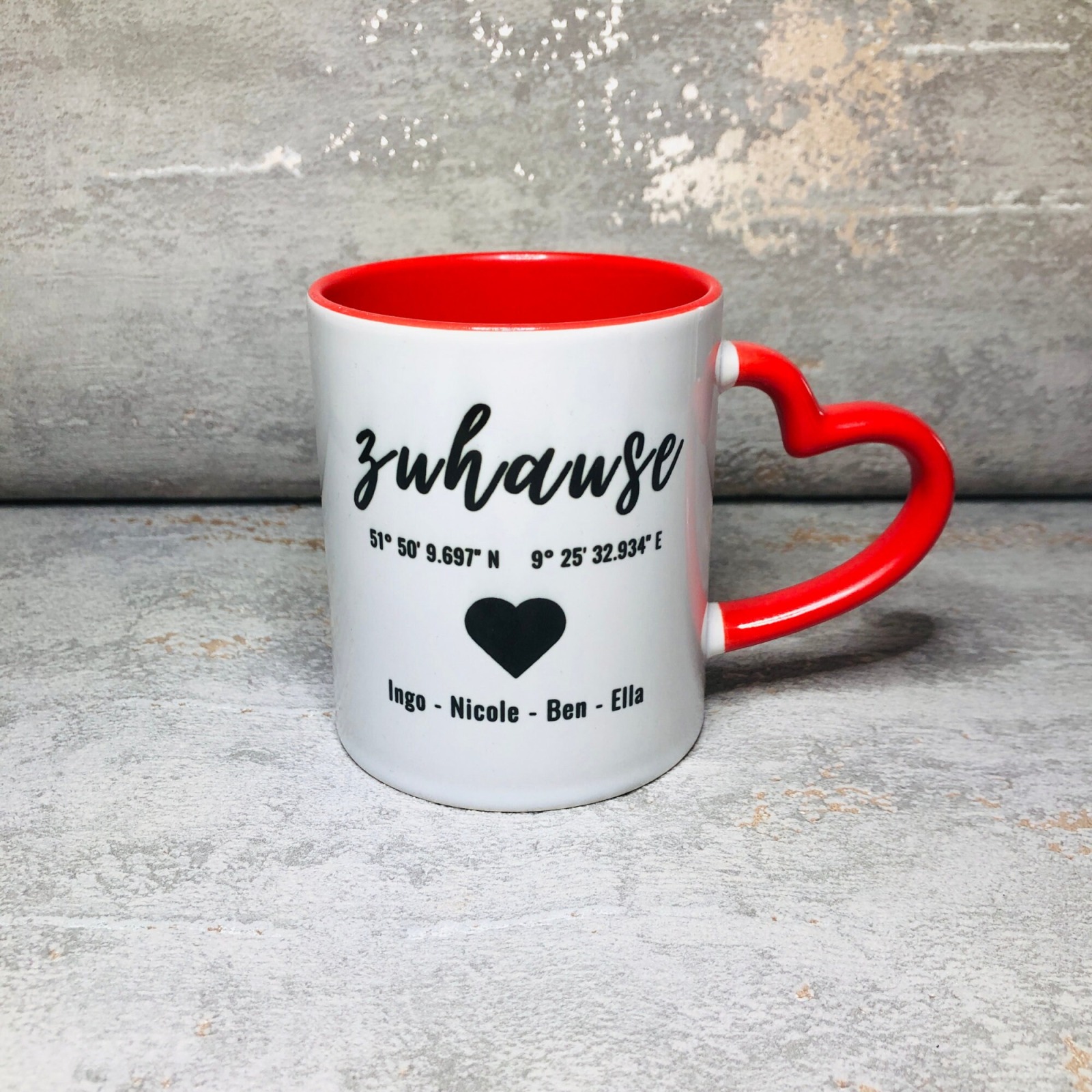 Tasse mit Koordinaten, Geschenk Valentinstag, romantische Geschenke, personalisiert, Geschenk für