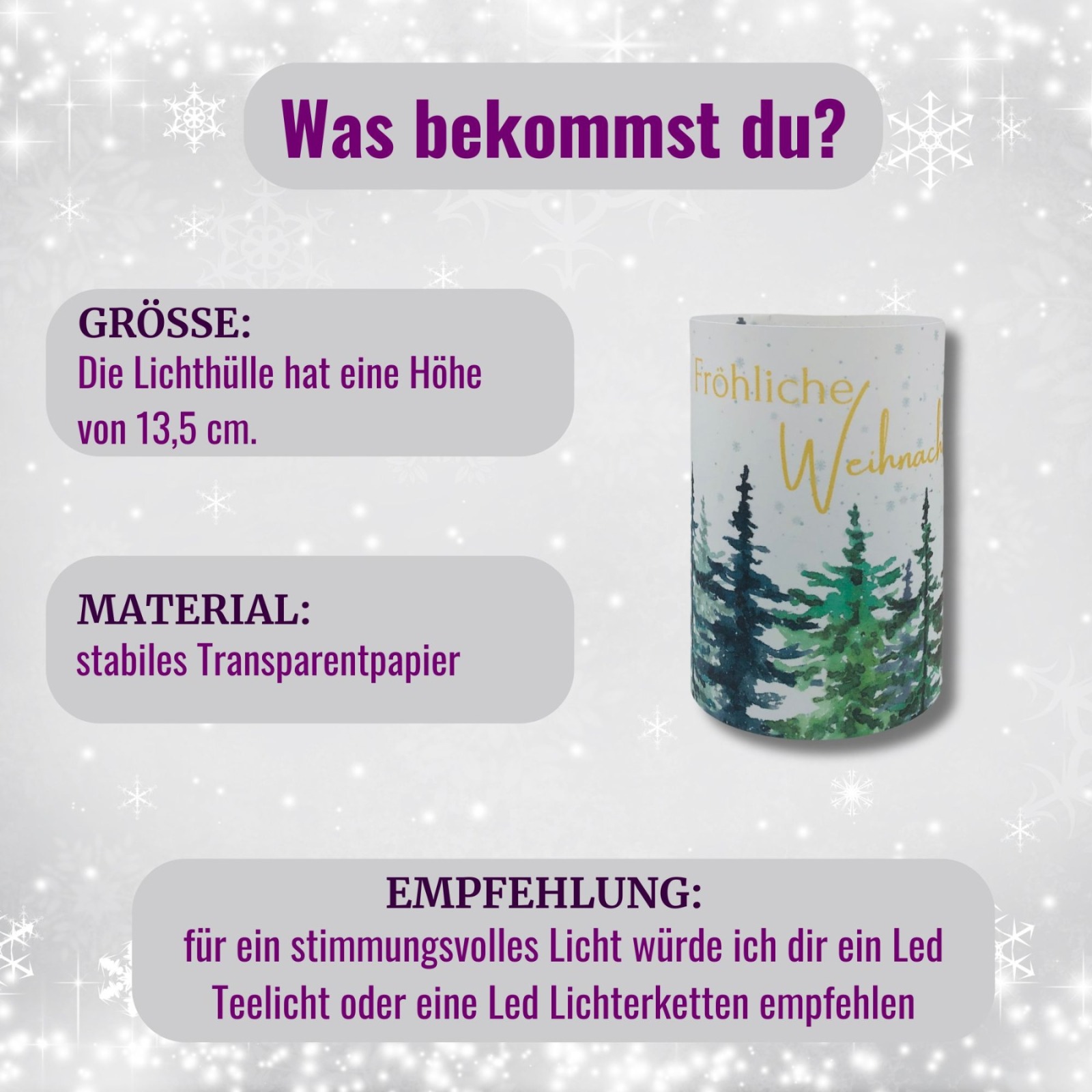 weihnachtliche Lichthülle, Stimmungslicht, Windlicht Weihnachten, festliche Dekoration 5