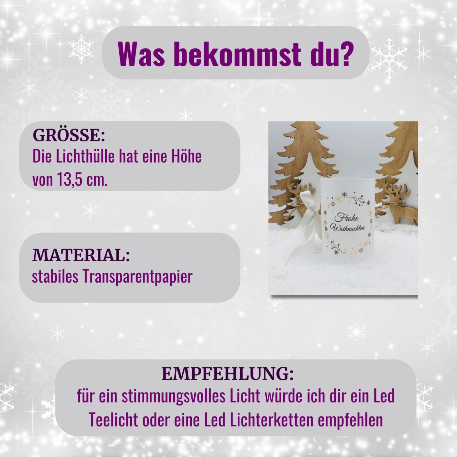 weihnachtliche Lichthülle, Stimmungslicht, Windlicht Weihnachten, festliche Dekoration, Dekoration