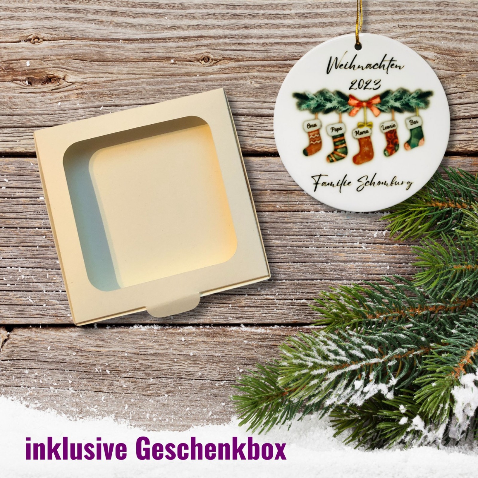 Tannenbaumschmuck personalisiert, Weihnachtsdeko Anhänger mit Namen, Geschenk zu Weihnachten inkl.