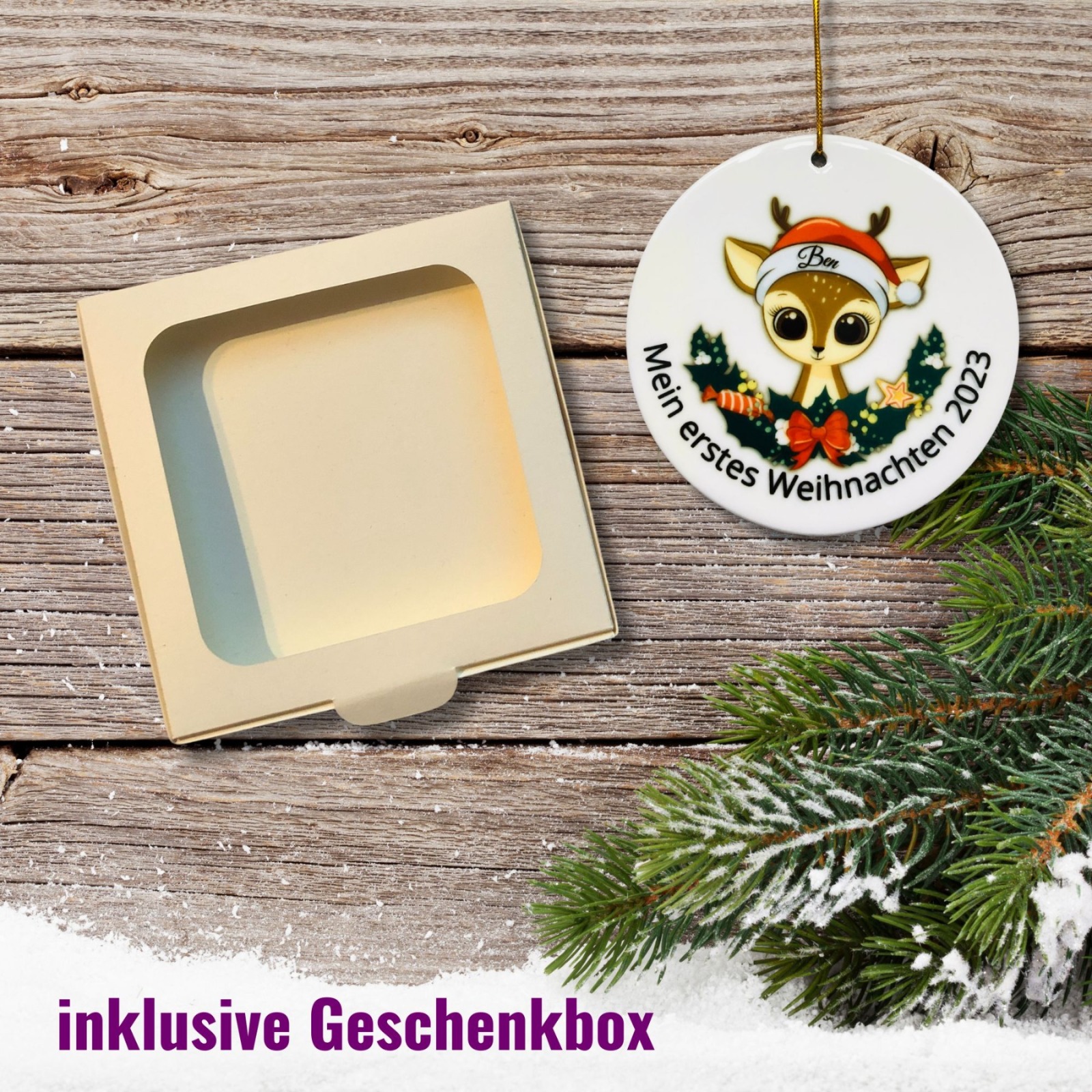 Ornament personalisiert, Weihnachtsdeko Anhänger mit Namen, Geschenk zu Weihnachten inkl.