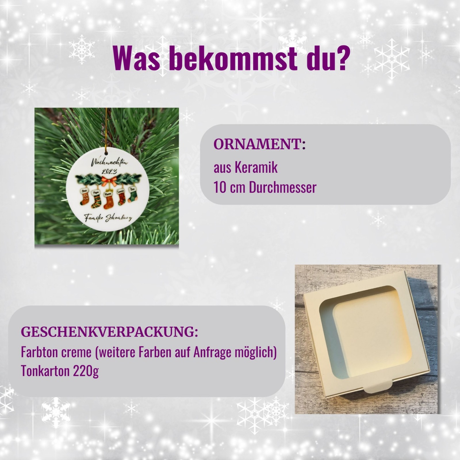 Tannenbaumschmuck personalisiert, Weihnachtsdeko Anhänger mit Namen, Geschenk zu Weihnachten inkl.