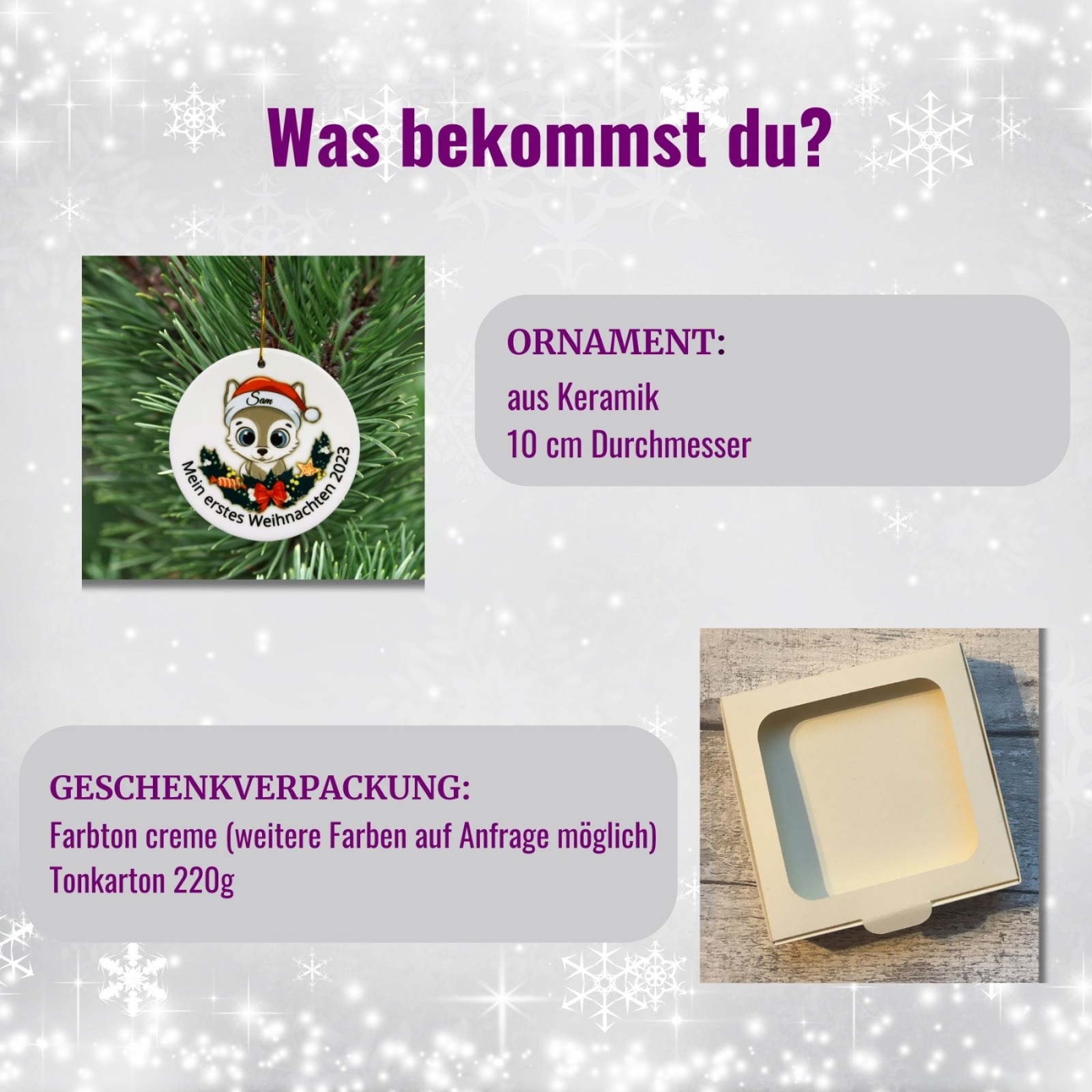 Ornament personalisiert, Weihnachtsdeko Anhänger mit Namen, Geschenk zu Weihnachten inkl.