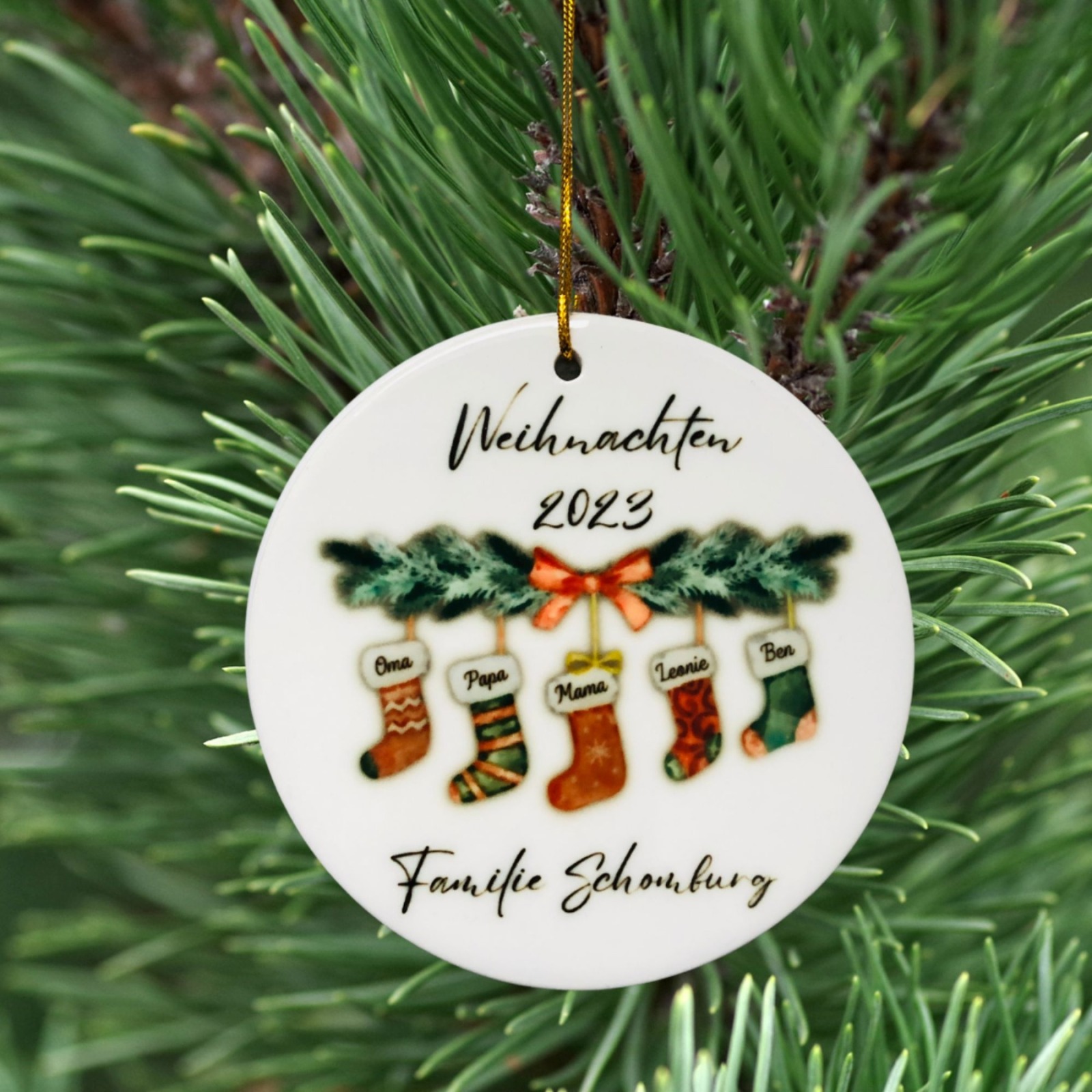 Tannenbaumschmuck personalisiert, Weihnachtsdeko Anhänger mit Namen, Geschenk zu Weihnachten inkl.