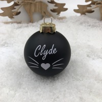 Christbaumkugel 8 cm aus Glas inkl. Geschenkbox, Geschenk für Katzenliebhaber zu Weihnachten 2