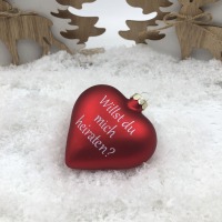 Weihnachtsbaumschmuck Herz 8 cm Glas personalisiert mit Geschenkbox, romantischer Heiratsantrag,