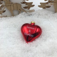 Weihnachtsbaumschmuck Herz 8 cm Glas personalisiert mit Geschenkbox, romantischer Heiratsantrag,