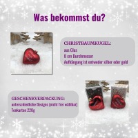 Weihnachtsbaumschmuck Herz 8 cm Glas personalisiert mit Geschenkbox, romantischer Heiratsantrag,