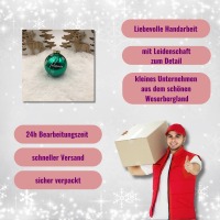 personalisierte Christbaumkugel aus Glas 8 cm mit weihnachtlicher Geschenkbox, Baumkugel mit Namen 7