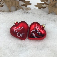 Weihnachtsbaumschmuck Herz 8 cm Glas personalisiert mit Geschenkbox, Geschenk für die Großeltern,