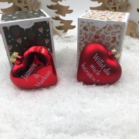 Weihnachtsbaumschmuck Herz 8 cm Glas personalisiert mit Geschenkbox, romantischer Heiratsantrag,