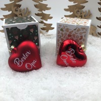 Weihnachtsbaumschmuck Herz 8 cm Glas personalisiert mit Geschenkbox, Geschenk für die Großeltern,