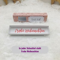 Geschenkverpackung für Schokoladenriegel mit Spruch im 4er Set oder 8er Set mit weihnachtlichem