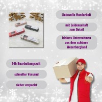 Geschenkverpackung für Schokoladenriegel mit Spruch im 4er Set oder 8er Set mit weihnachtlichem