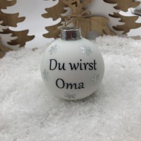 Christbaumkugel 8 cm aus Glas inkl. Geschenkbox, Du wirst Oma, Geschenkidee zu Weihnachten, 3