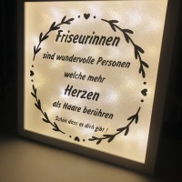 beleuchteter Bilderrahmen mit Spruch, Geschenk für die beste Friseurin, Geschenk Friseurin