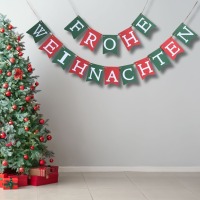 Girlande Frohe Weihnachten, Wimpelkette Weihnachten, festliche Dekoration für Weihnachten,