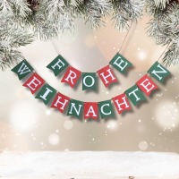 Girlande Frohe Weihnachten, Wimpelkette Weihnachten, festliche Dekoration für Weihnachten,