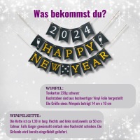 Girlande happy new year 2025, Jahreswechsel, frohes neues Jahr 2025, Party Dekoration Silvester 7