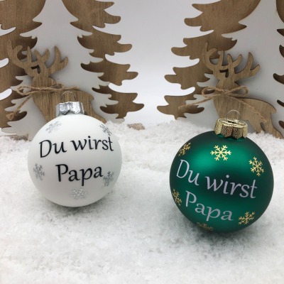 Christbaumkugel 8 cm aus Glas inkl. Geschenkbox, Du wirst Papa, Geschenkidee zu Weihnachten,