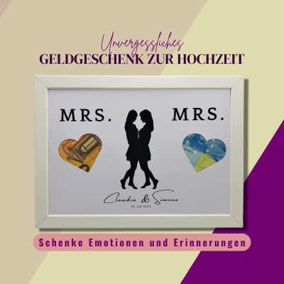 Geldgeschenk gleichgeschlechtliche Ehe personalisiert, Geschenk für zwei Männer, personalisiertes