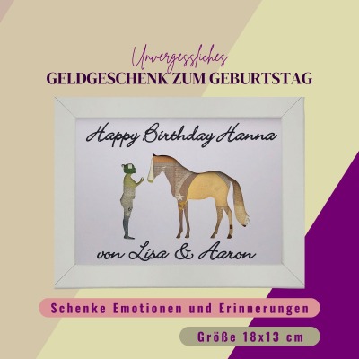 Geldgeschenk Geburtstag, Geschenk mit Pferden, ausgefallenes Geschenk Mädchen, Geburtstag