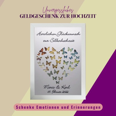 Geldgeschenk Silberhochzeit, Geschenk zur silbernen Hochzeit personalisiert, Silberhochzeit