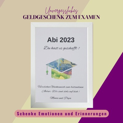 Geldgeschenk zum Abitur, Geschenk zum bestandenen Abitur personalisiert, Abi Glückwünsche,