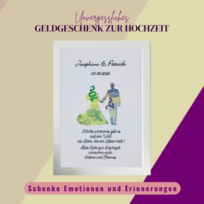 Geldgeschenk Hochzeit, Verlobung, Silberhochzeit, personalisiert Brautpaar