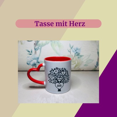 Tasse mit Lebensbaum, Familienmitglieder, Geschenk zum Valentinstag, personalisiert, Geschenk für