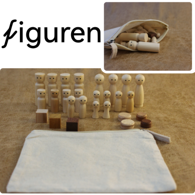 Wooden figure set for systemic constellations - incl. 27 pieces + zip bag