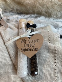 Gastgeschenk Hochzeit, Salz und Pfeffer, Reagenzglas, Personalisiert 3