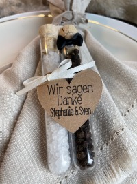 Gastgeschenk Hochzeit, Salz und Pfeffer, Reagenzglas, Personalisiert 9