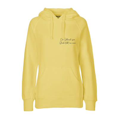 Kapuzenpullover Damen Der Schlüssel zum Glück steckt von innen gelb - Hoodie mit Kapuze und Kängu