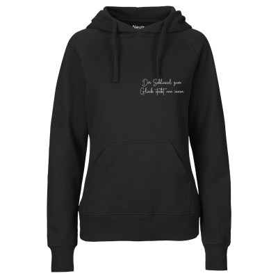 Kapuzenpullover Damen Der Schlüssel zum Glück steckt von innen schwarz - Hoodie mit Kapuze und Kä