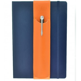 ALjAVA Louis Rindspaltleder: Orange Naht: Orange - Mit dem ALjAVA Louis sind die Stifte an deinem A5-Notizbuch immer griffbereit