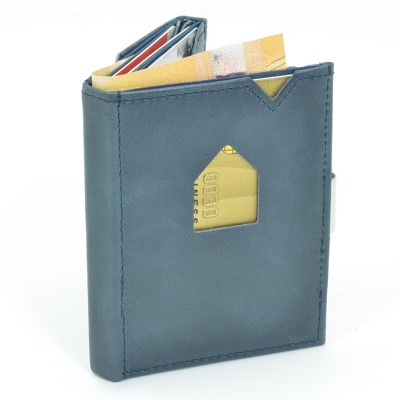 Exentri Wallet BLUE mit RFID-Schutz - Diese smarte Mini-Geldbörse erlaubt Ihnen Geldscheine und