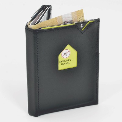 Exentri Wallet BLACK mit RFID-Schutz - Diese smarte Mini-Geldbörse erlaubt Ihnen Geldscheine und