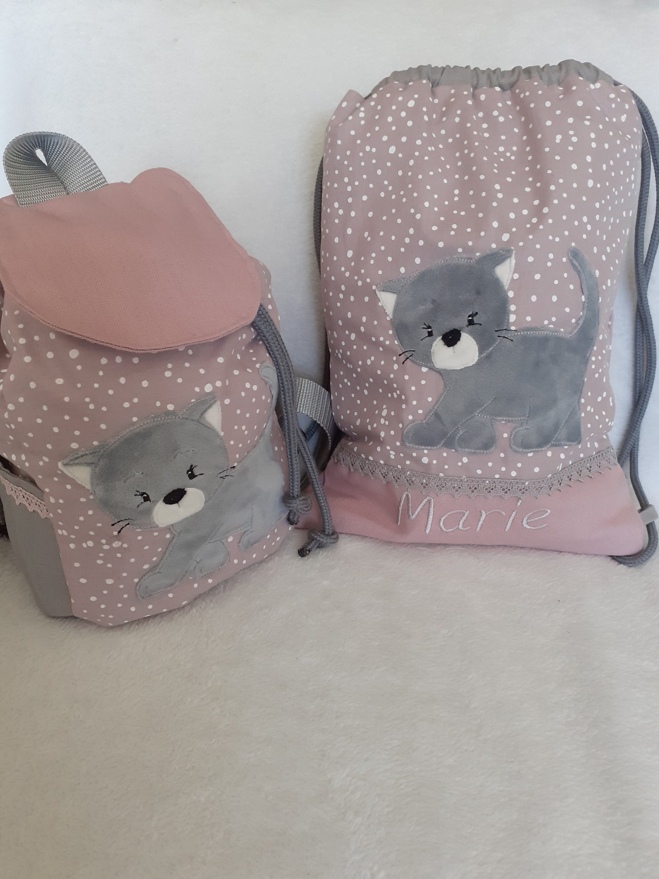 Kinderrucksack Kindergartenrucksack Kitarucksack Turnbeutel Boho Katze mit Name personalisiert