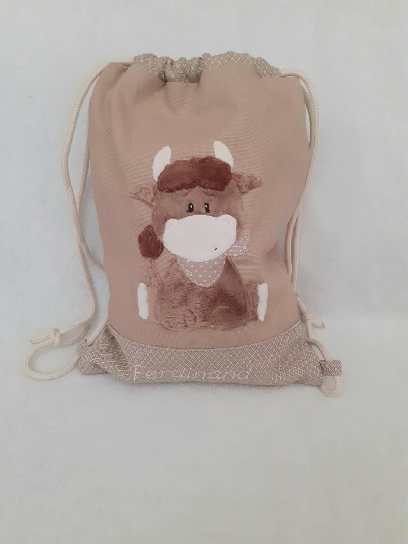 Turnbeutel Kinderturnbeutel Kinder Stier mit Name personalisiert handgemacht