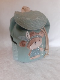 Kindergartentasche Kindergartenrucksack Boho Bär mint Kinderrucksack Kindertasche personalisiert