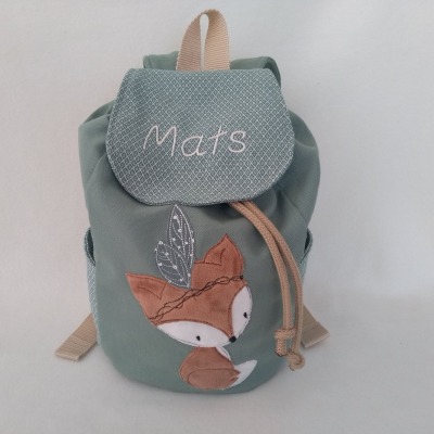 Kindergartentasche Kindergartenrucksack Boho Fuchs mint Kinderrucksack Kindertasche handgemacht