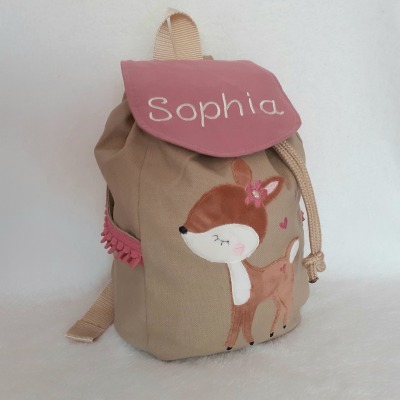 Kindergartentasche Kindergartenrucksack Boho Reh Rehkitz Kinderrucksack Kindertasche personalisiert