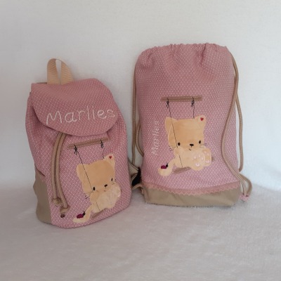 Kindergartentasche Kindergartenrucksack Boho Katze Kinderrucksack Kindertasche Turnbeutel mit Name p